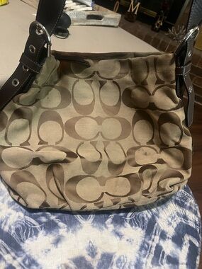 Coach Brown Khaki Signature Shoulder Bag